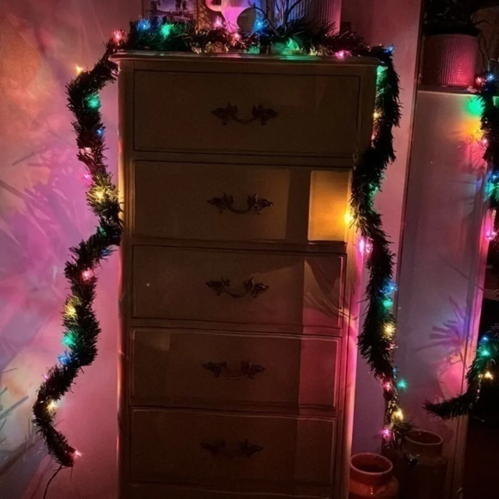 6 feet of Christmas garland with colored lights
